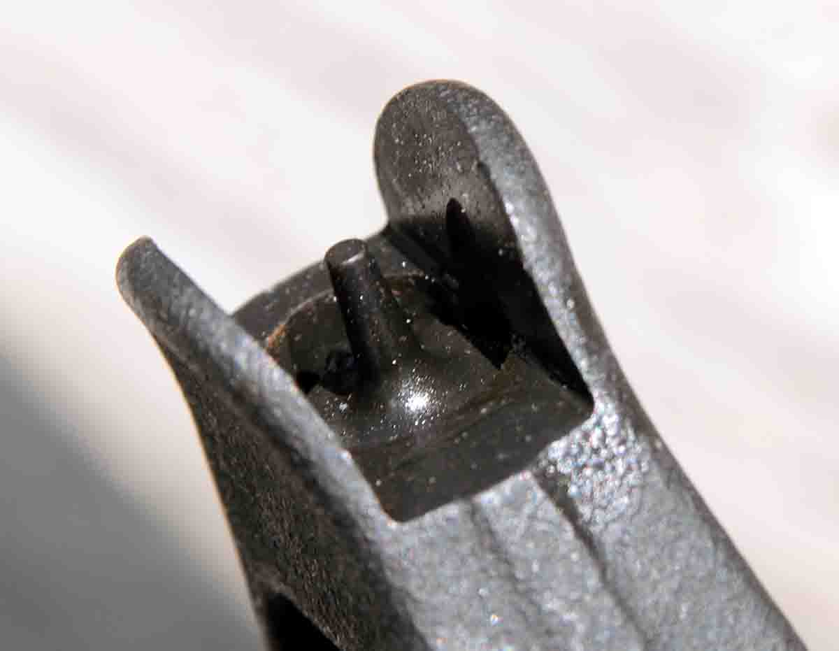 Shown is the front sight of the BRN16A1.